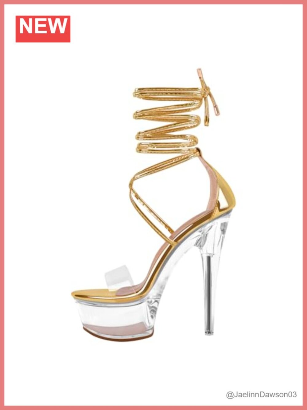 Clear Platform Stiletto Heels Lace-up Ankle Wrap 5.7 inch